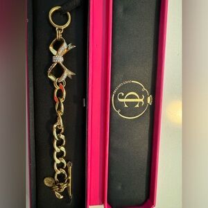 Juicy Couture Pave Rhinestone Bow Gold Bracelet-starter bracelet